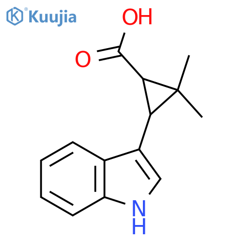 3-(1H-indol-3-yl)-2,2-dimethylcyclopropane-1-carboxylic acid structure