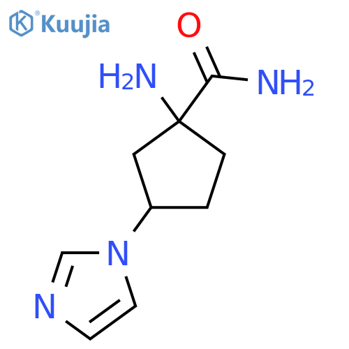 1-Amino-3-(1H-imidazol-1-yl)cyclopentane-1-carboxamide structure