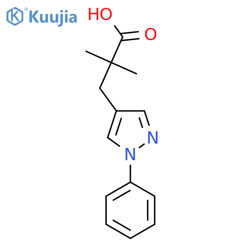 2,2-dimethyl-3-(1-phenyl-1H-pyrazol-4-yl)propanoic acid structure