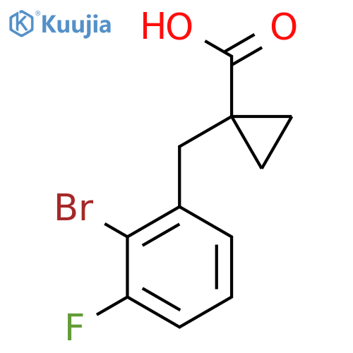 1-(2-bromo-3-fluorophenyl)methylcyclopropane-1-carboxylic acid structure