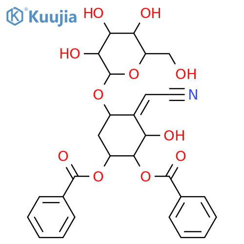Acetonitrile,[(2S,3R,4S,6R)-3,4-bis(benzoyloxy)-6-(b-D-glucopyranosyloxy)-2-hydroxycyclohexylidene]-,(2Z)- (9CI) structure