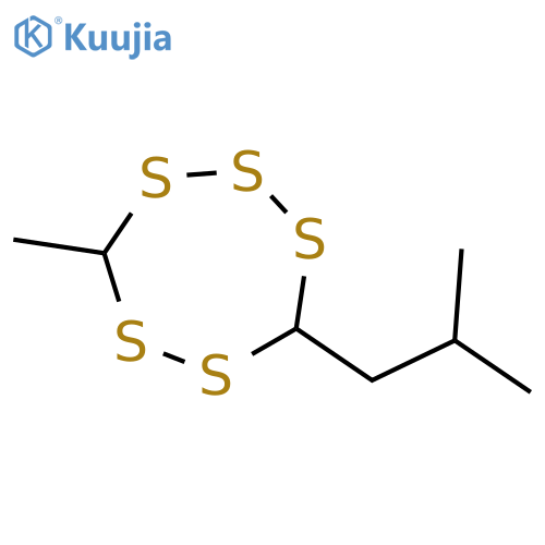 4-isobutyl-7-methyl-1,2,3,5,6-pentathiepane structure