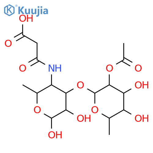 b-D-Glucopyranose,3-O-(2-O-acetyl-6-deoxy-a-L-mannopyranosyl)-4-[(carboxyacetyl)amino]-4,6-dideoxy- (9CI) structure