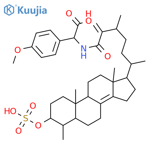 Benzeneacetic acid,4-methoxy-a-[[(3b,4a,5a,24x)-4-methyl-26-oxo-3-(sulfooxy)ergosta-8(14),25(27)-dien-26-yl]amino]-,(aS)- (9CI) structure