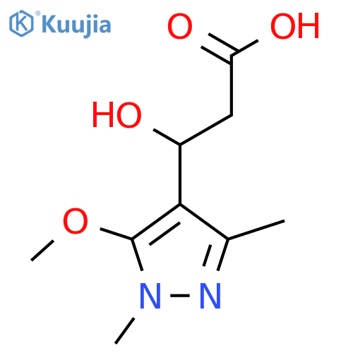 3-hydroxy-3-(5-methoxy-1,3-dimethyl-1H-pyrazol-4-yl)propanoic acid structure