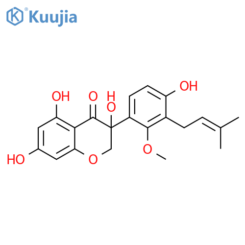 4H-1-Benzopyran-4-one,2,3-dihydro-3,5,7-trihydroxy-3-[4-hydroxy-2-methoxy-3-(3-methyl-2-butenyl)phenyl]-(9CI) structure