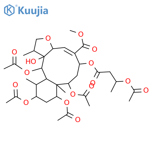 Benzo[4,5]cyclodeca[1,2-b]furan-5-carboxylicacid,8,9,11,13-tetrakis(acetyloxy)-6-[3-(acetyloxy)-1-oxobutoxy]-1,2,3a,6,7,8,8a,9,10,11,12,12a,13,13a-tetradecahydro-13a-hydroxy-1,8a,12-trimethyl-,methyl ester (9CI) structure