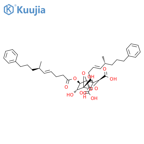 L-glycero-D-altro-Tridec-10-en-7-ulo-7,4-furanosonicacid,2,7-anhydro-3,4-di-C-carboxy-8,9,10,11,12,13-hexadeoxy-12-(3-phenylpropyl)-,5-[(4E)-6-methyl-9-phenyl-4-nonenoate], (7S,10E,12x)- (9CI) structure