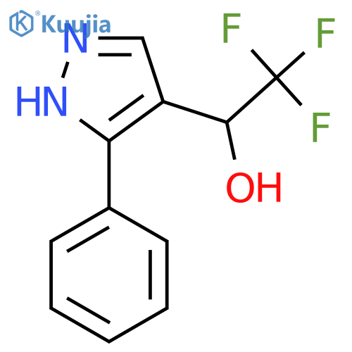 2,2,2-trifluoro-1-(3-phenyl-1H-pyrazol-4-yl)ethan-1-ol structure