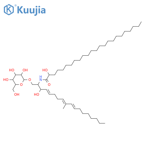2-Amino-9-methyl-4,8,10-octadecatriene-1,3-diol; (2S,3R,4E,8E,10E)-form, N-(2R-Hydroxytetracosanoyl), 1-O-β-D-glucopyranoside structure