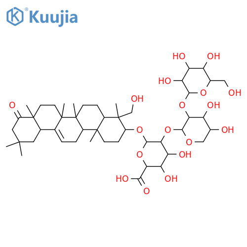 β-D-Glucopyranosiduronic acid, (3β,4β)-23-hydroxy-22-oxoolean-12-en-3-yl O-β-D-glucopyranosyl-(1→2)-O-α-L-arabinopyranosyl-(1→2)- structure