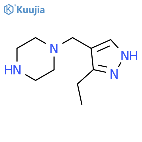 1-((3-ethyl-1H-pyrazol-4-yl)methyl)piperazine structure