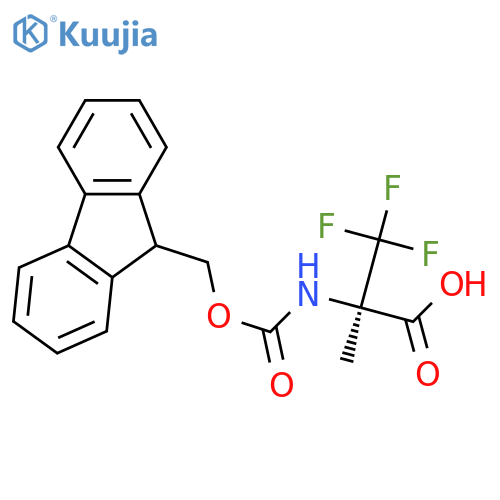 (R)-2-((((9H-fluoren-9-yl)methoxy)carbonyl)amino)-3,3,3-trifluoro-2-methylpropanoic acid structure