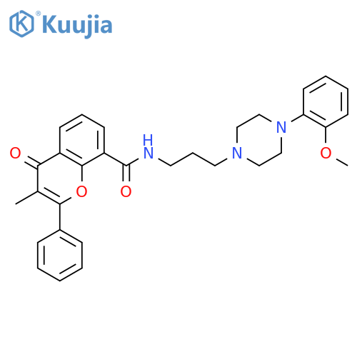 4H-1-Benzopyran-8-carboxamide,N-[3-[4-(2-methoxyphenyl)-1-piperazinyl]propyl]-3-methyl-4-oxo-2-phenyl- structure