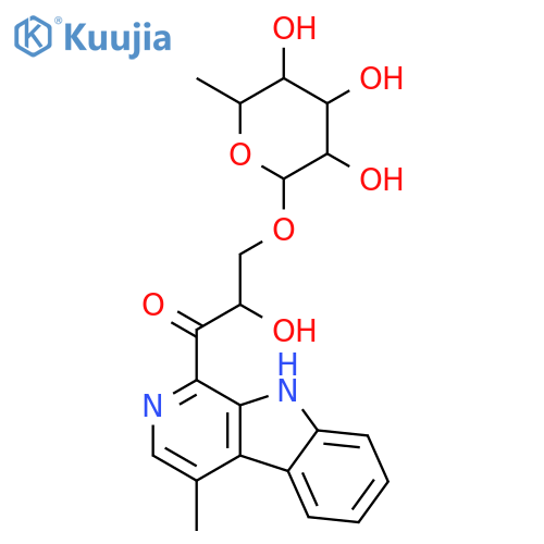 1-Propanone,3-[(6-deoxy-a-L-mannopyranosyl)oxy]-2-hydroxy-1-(4-methyl-9H-pyrido[3,4-b]indol-1-yl)-(9CI) structure