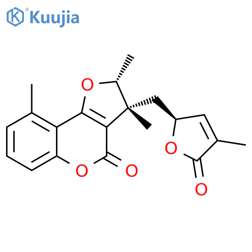 4H-Furo[3,2-c][1]benzopyran-4-one, 3-[[(2S)-2,5-dihydro-4-methyl-5-oxo-2-furanyl]methyl]-2,3-dihydro-2,3,9-trimethyl-, (2R,3R)- (9CI) structure