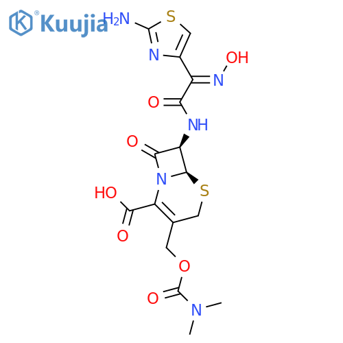 5-Thia-1-azabicyclo[4.2.0]oct-2-ene-2-carboxylicacid,7-[[(2Z)-(2-amino-4-thiazolyl)(hydroxyimino)acetyl]amino]-3-[[[(dimethylamino)carbonyl]oxy]methyl]-8-oxo-,(6R,7R)- (9CI) structure