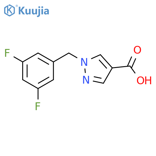 1-[(3,5-difluorophenyl)methyl]-1H-pyrazole-4-carboxylic acid structure