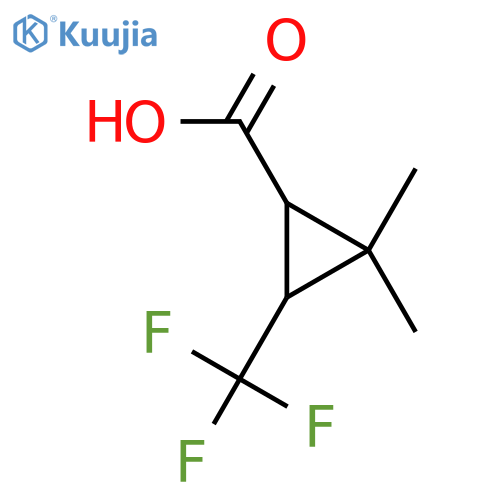 2,2-dimethyl-3-(trifluoromethyl)cyclopropane-1-carboxylic acid structure