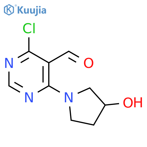 5-Pyrimidinecarboxaldehyde, 4-chloro-6-(3-hydroxy-1-pyrrolidinyl)- structure