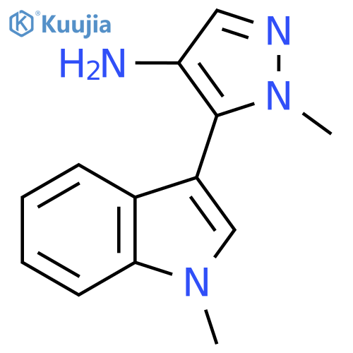 1-methyl-5-(1-methyl-1H-indol-3-yl)-1H-pyrazol-4-amine structure