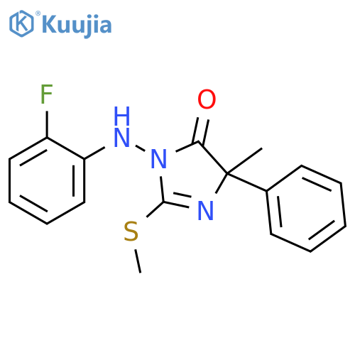 4H-Imidazol-4-one,3-[(2-fluorophenyl)amino]-3,5-dihydro-5-methyl-2-(methylthio)-5-phenyl- structure