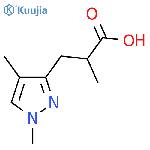 3-(1,4-dimethyl-1H-pyrazol-3-yl)-2-methylpropanoic acid structure