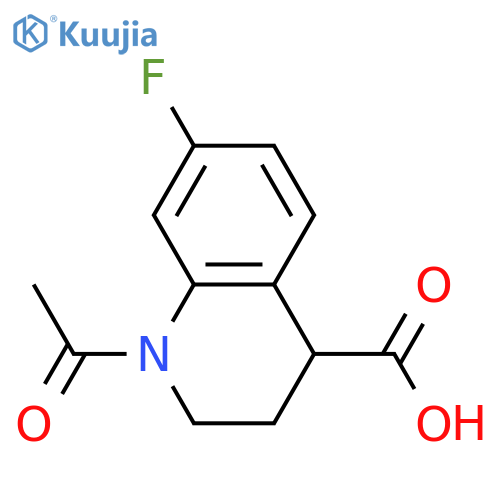 1-acetyl-7-fluoro-1,2,3,4-tetrahydroquinoline-4-carboxylic acid structure