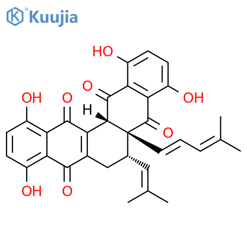 5,8,13,14-Pentaphenetetrone,5a,6,7,13b-tetrahydro-1,4,9,12-tetrahydroxy-5a-[(1E)-4-methyl-1,3-pentadien-1-yl]-6-(2-methyl-1-propen-1-yl)-,(5aR,6S,13bR)-rel- structure