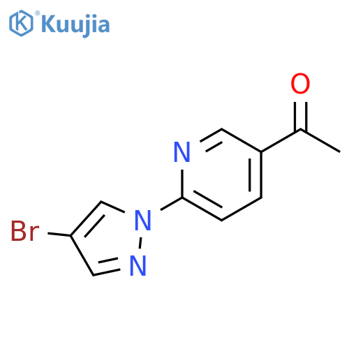 1-6-(4-bromo-1H-pyrazol-1-yl)pyridin-3-ylethan-1-one structure