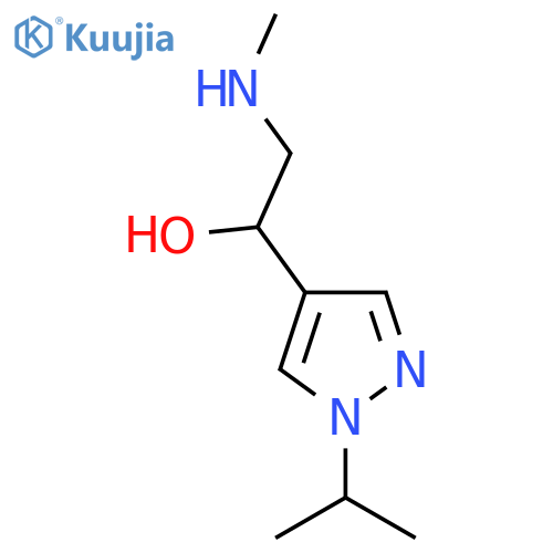 2-(methylamino)-1-1-(propan-2-yl)-1H-pyrazol-4-ylethan-1-ol structure
