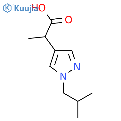 2-1-(2-methylpropyl)-1H-pyrazol-4-ylpropanoic acid structure