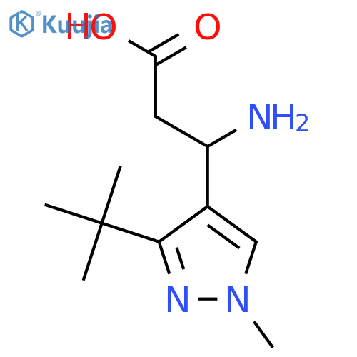 3-amino-3-(3-tert-butyl-1-methyl-1H-pyrazol-4-yl)propanoic acid structure