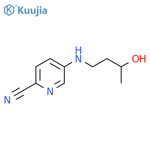 5-(3-hydroxybutyl)aminopyridine-2-carbonitrile structure