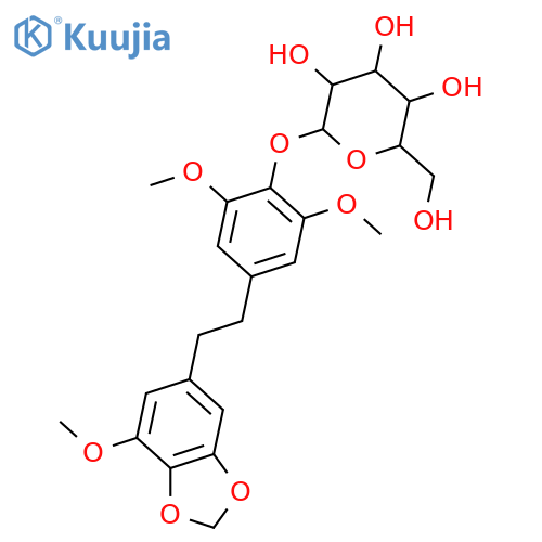 1,2-Bis(3,4,5-trihydroxyphenyl)ethane; 3,4-Methylene, 3',5,5'-tri-Me ether, 4'-O-β-D-glucopyranoside structure