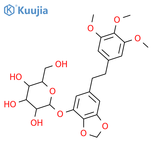 1,2-Bis(3,4,5-trihydroxyphenyl)ethane; 3,4-Methylene, 3',4',5'-tri-Me ether, 5-O-β-D-glucopyranoside structure