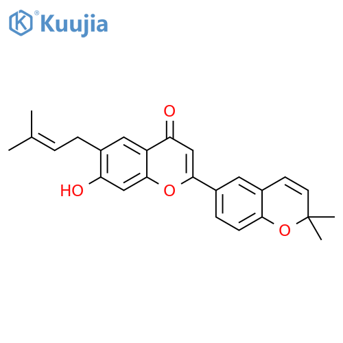 4H-1-Benzopyran-4-one,2-(2,2-dimethyl-2H-1-benzopyran-6-yl)-7-hydroxy-6-(3-methyl-2-buten-1-yl)- structure