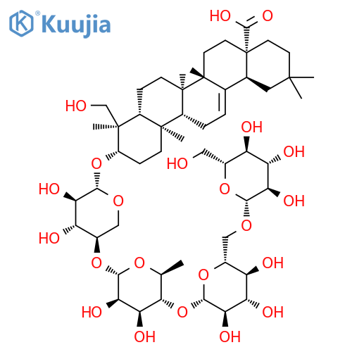 Olean-12-en-28-oicacid, 3-[(O-b-D-glucopyranosyl-(1&reg;6)-O-b-D-glucopyranosyl-(1&reg;4)-O-6-deoxy-a-L-mannopyranosyl-(1&reg;4)-b-D-xylopyranosyl)oxy]-23-hydroxy-, (3b,4a)- (9CI) structure