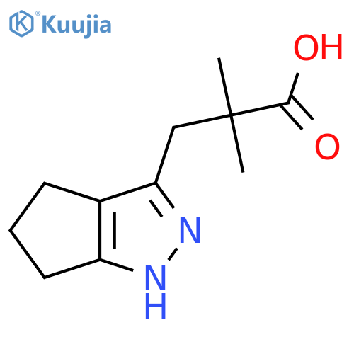 3-{1H,4H,5H,6H-cyclopentacpyrazol-3-yl}-2,2-dimethylpropanoic acid structure