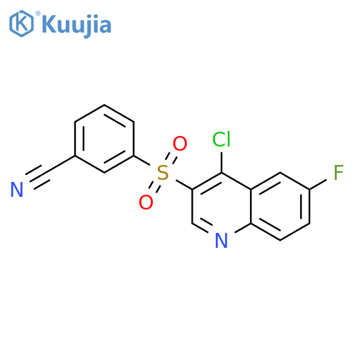 3-[(4-chloro-6-fluoroquinolin-3-yl)sulfonyl]benzonitrile structure