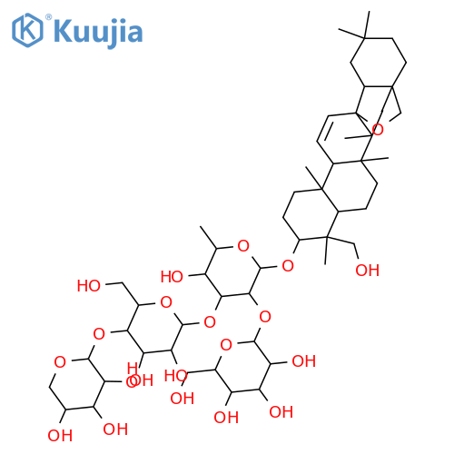 β-D-Galactopyranoside, (3β,4α)-13,28-epoxy-23-hydroxyolean-11-en-3-yl O-β-D-glucopyranosyl-(1→2)-O-[O-β-D-xylopyranosyl-(1→4)-β-D-glucopyranosyl-(1→3)]-6-deoxy- structure