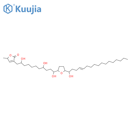 2(5H)-Furanone, 5-methyl-3-[(2R,8R,11R)-2,8,11-trihydroxy-11-[(2R,5R)-tetrahydro-5-[(1R,4Z)-1-hydroxy-4-heptadecen-1-yl]-2-furanyl]undecyl]-, (5S)- structure