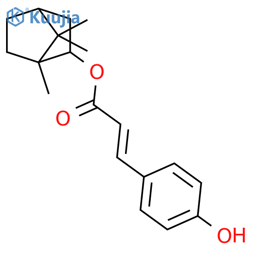 2-Propenoic acid,3-(4-hydroxyphenyl)-, (1R,2S,4R)-1,7,7-trimethylbicyclo[2.2.1]hept-2-yl ester,(2Z)-rel- structure