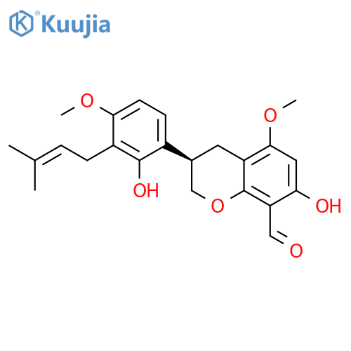 2H-1-Benzopyran-8-carboxaldehyde, 3,4-dihydro-7-hydroxy-3-[2-hydroxy-4-methoxy-3-(3-methyl-2-buten-1-yl)phenyl]-5-methoxy-, (3R)- structure