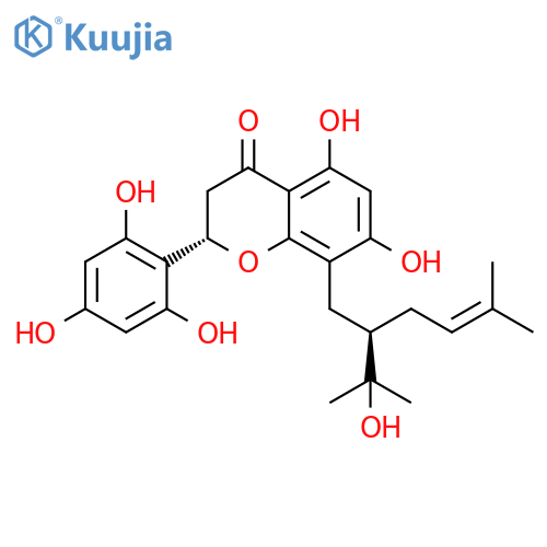4H-1-Benzopyran-4-one, 2,3-dihydro-5,7-dihydroxy-8-[(2R)-2-(1-hydroxy-1-methylethyl)-5-methyl-4-hexen-1-yl]-2-(2,4,6-trihydroxyphenyl)-, (2S)- structure