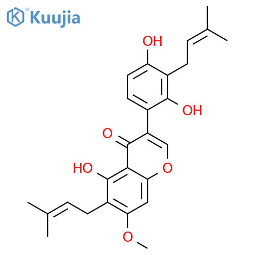 4H-1-Benzopyran-4-one,3-[2,4-dihydroxy-3-(3-methyl-2-buten-1-yl)phenyl]-5-hydroxy-7-methoxy-6-(3-methyl-2-buten-1-yl)- structure