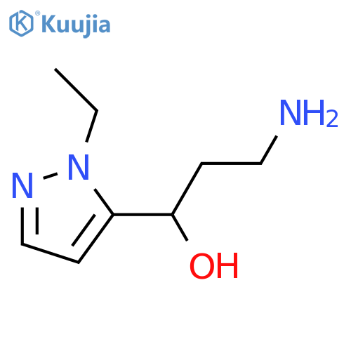 3-Amino-1-(2-ethyl-2H-pyrazol-3-yl)-propan-1-ol structure