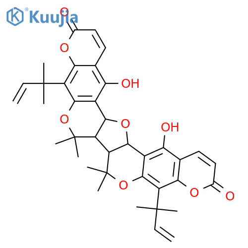 3H,7H,8H,12H-Dipyrano[3,2-g:3',2'-g']furo[3,2-c:4,5-c']bis[1]benzopyran-3,12-dione, 5,10-bis(1,1-dimethyl-2-propenyl)-7a,7b,15b,16a-tetrahydro-15,17-dihydroxy-7,7,8,8-tetramethyl-, (7aR,7bR,15bR,16aS)-rel- (9CI) structure