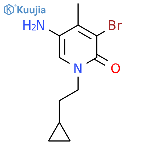 5-amino-3-bromo-1-(2-cyclopropylethyl)-4-methyl-1,2-dihydropyridin-2-one structure