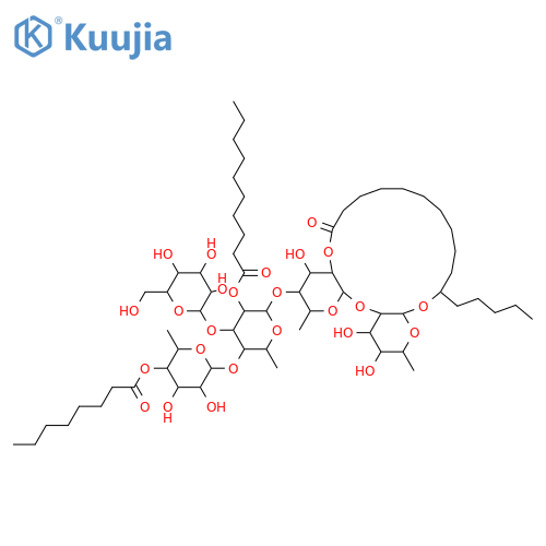 Hexadecanoic acid,11-[[O-6-deoxy-4-O-(1-oxooctyl)-a-L-mannopyranosyl-(1&reg;4)-O-[b-D-glucopyranosyl-(1&reg;3)]-O-6-deoxy-2-O-(1-oxodecyl)-a-L-mannopyranosyl-(1&reg;4)-O-6-deoxy-a-L-mannopyranosyl-(1&reg;2)-6-deoxy-b-D-galactopyranosyl]oxy]-,intramol. 1,2''-ester, (11S)- (9CI) structure